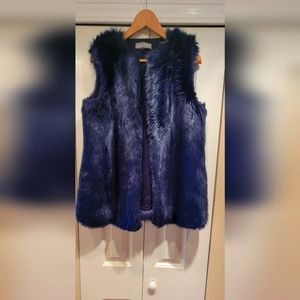 Bagatelle FAUX FUR NAVY BLUE VEST SZ S